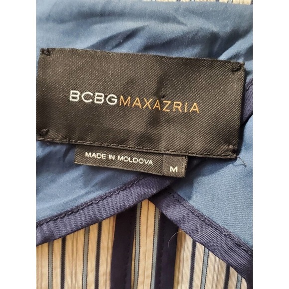 BCBGMaxazria Women's Striped Cotton Long Sleeve Single Breasted Fitted Blazer M - Picture 8 of 11